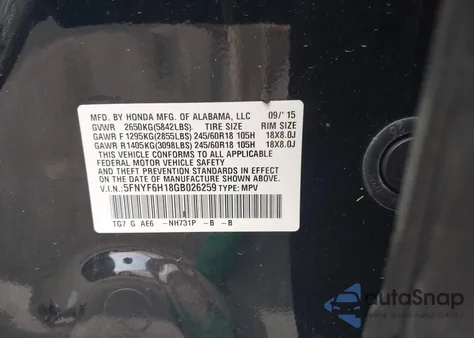 2016 Honda Pilot Lx from USA, damaged, VIN 5FNYF6H18GB026259